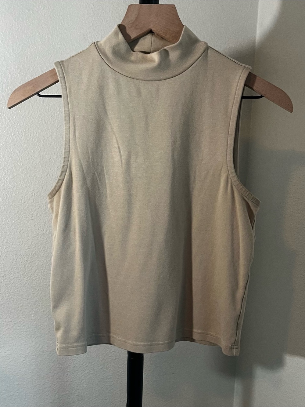 GAP Sleeveless Mock Neck Tank in Light Cream